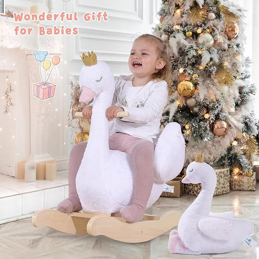 White Plush Rocking Swan for Babies