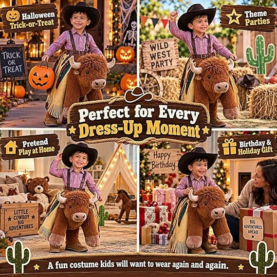 Kids Highland Cow Ride-On Costume