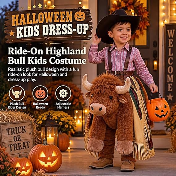 Kids Highland Cow Ride-On Costume